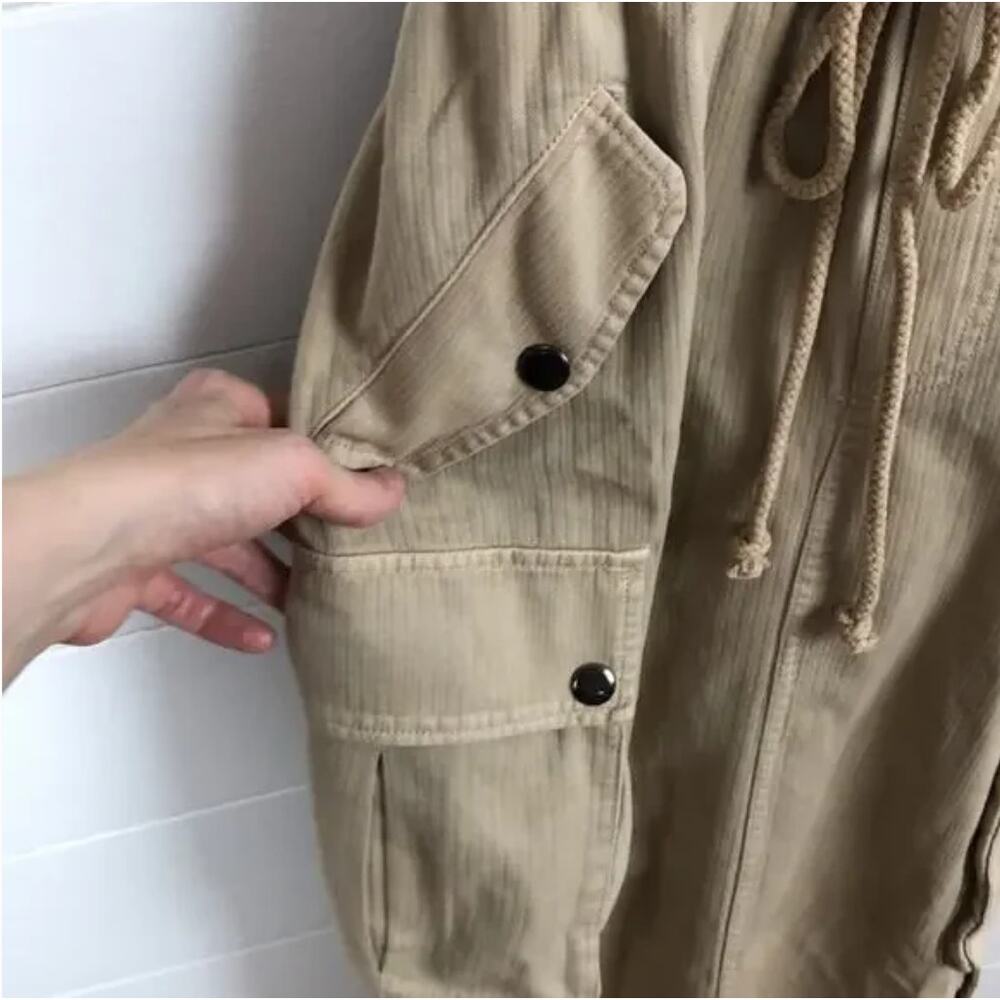 Free People Cargo Skirtall Overalls Utility Dress Jumper XS Mustard (tan) NEW - Picture 7 of 12